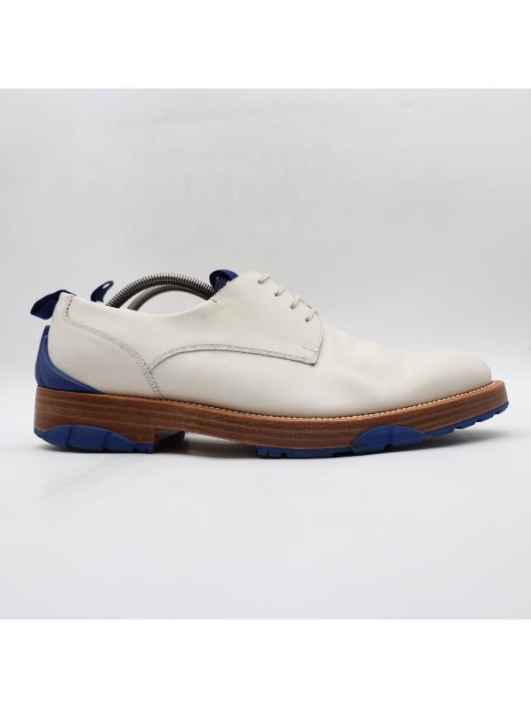 Salvatore Ferragamo 'Fulgor' Men's 11.5 D Ivory Derby With Blue Rubber Details